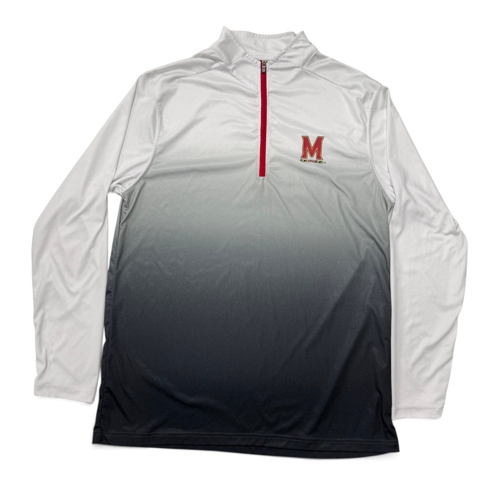 Colosseum Maryland Terrapins Mens Large Ombre 1/4 Quarter Zip Pullover White